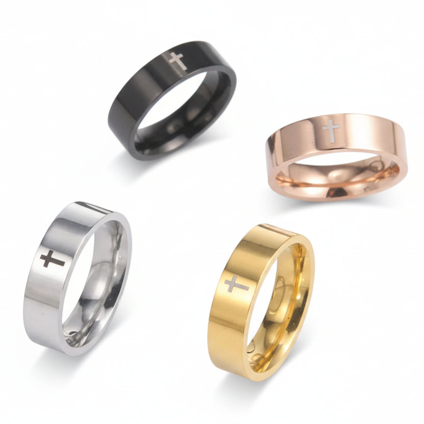 Titanium Steel Simple Creative Cross Ring