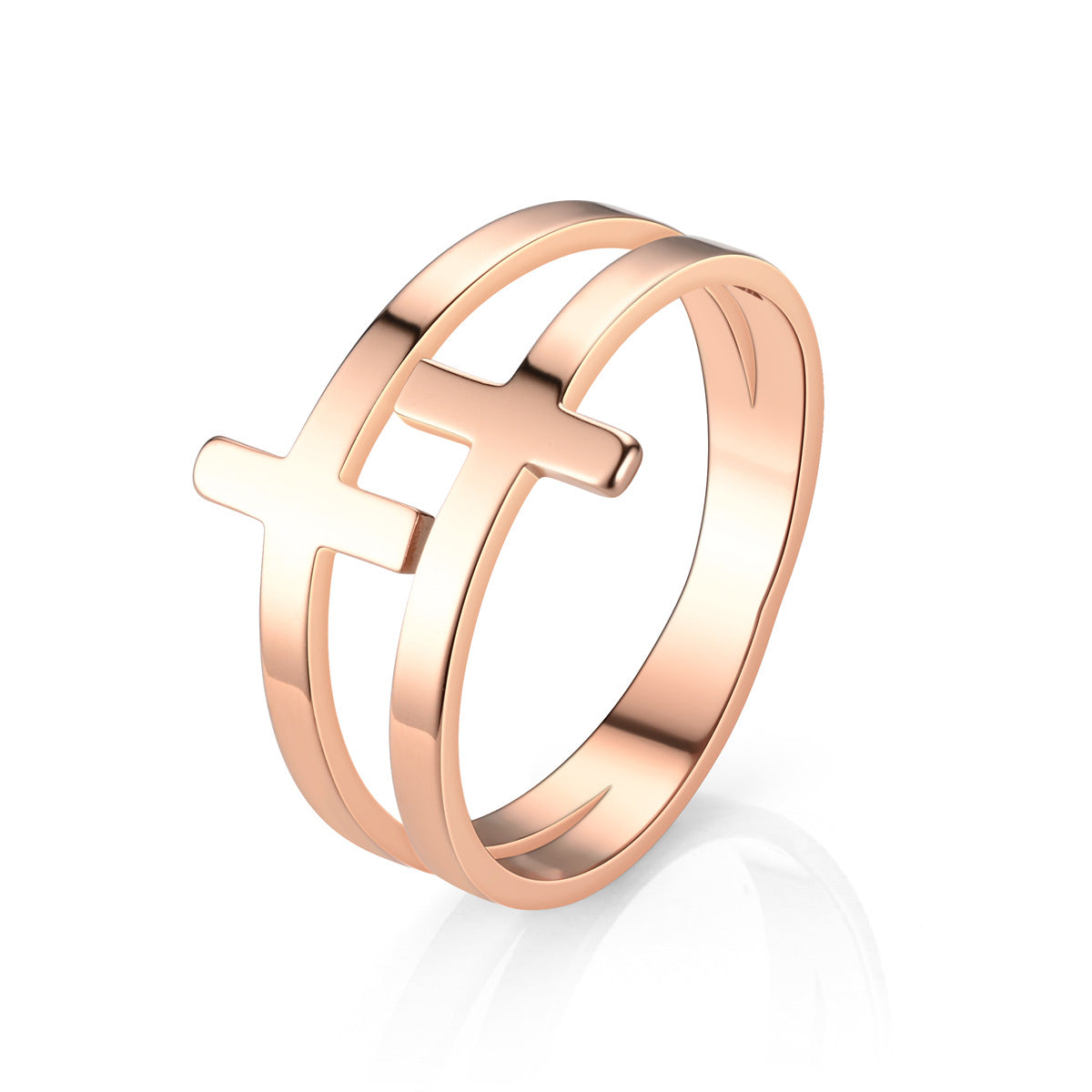 Titanium Steel Cross Ring Women's